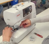 Closeup of a sewing machine